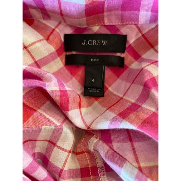 J. Crew Size 4 Long Sleeve Blouse‎ Button Front Red, Pink & White Plaid - Picture 3 of 3